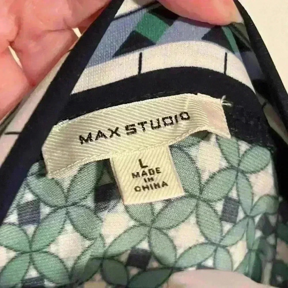 Max Studio Green Blue Geometric Dress - Picture 3 of 11